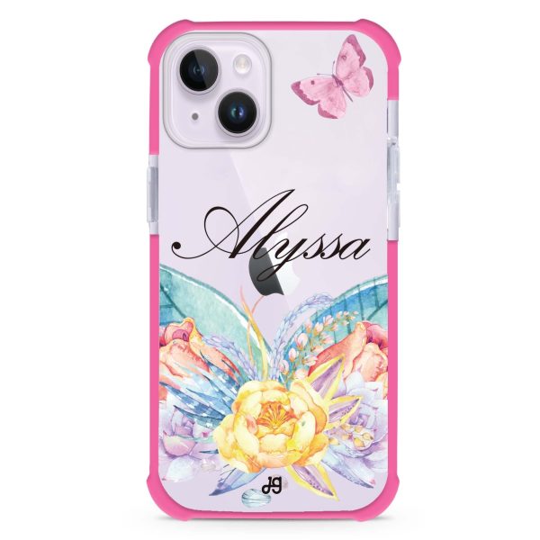 Butterfly and Abloom Rose iPhone 14 Ultra Shockproof Case Online Sale