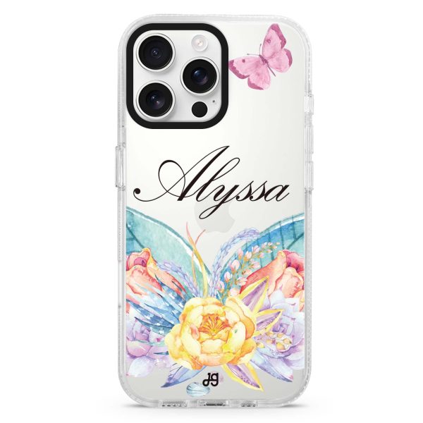 Butterfly and Abloom Rose iPhone 14 Pro Ultra Clear Case Online Sale