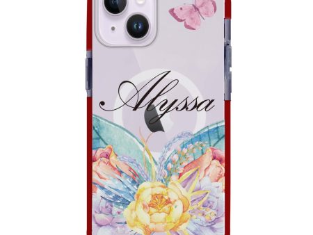 Butterfly and Abloom Rose iPhone 14 MagSafe Compatible Ultra Shockproof Case Cheap