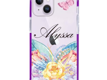 Butterfly and Abloom Rose iPhone 14 Plus Ultra Shockproof Case Sale