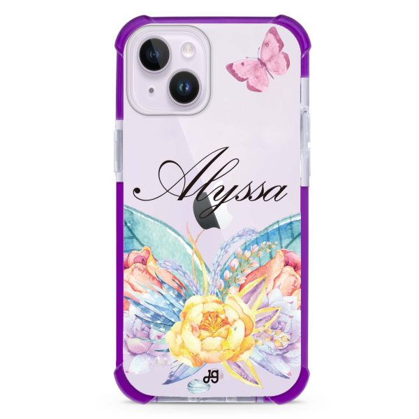 Butterfly and Abloom Rose iPhone 14 Plus Ultra Shockproof Case Sale