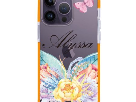 Butterfly and Abloom Rose iPhone 14 Pro Ultra Shockproof Case Discount