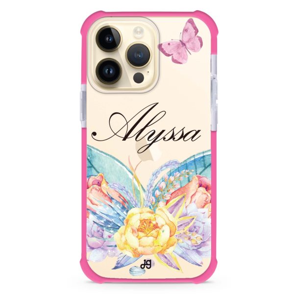 Butterfly and Abloom Rose iPhone 14 Pro Ultra Shockproof Case Discount