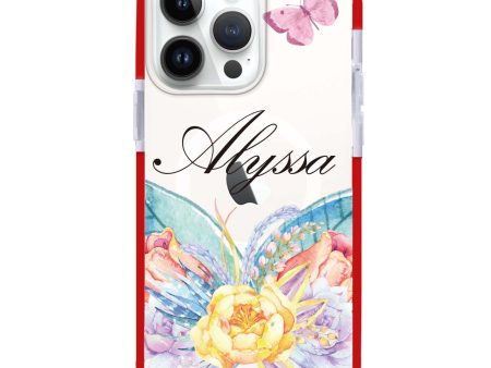 Butterfly and Abloom Rose iPhone 14 Pro Max MagSafe Compatible Ultra Shockproof Case Online Sale