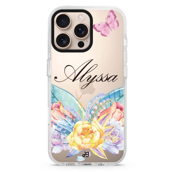 Butterfly and Abloom Rose iPhone 14 Pro Ultra Clear Case Online Sale